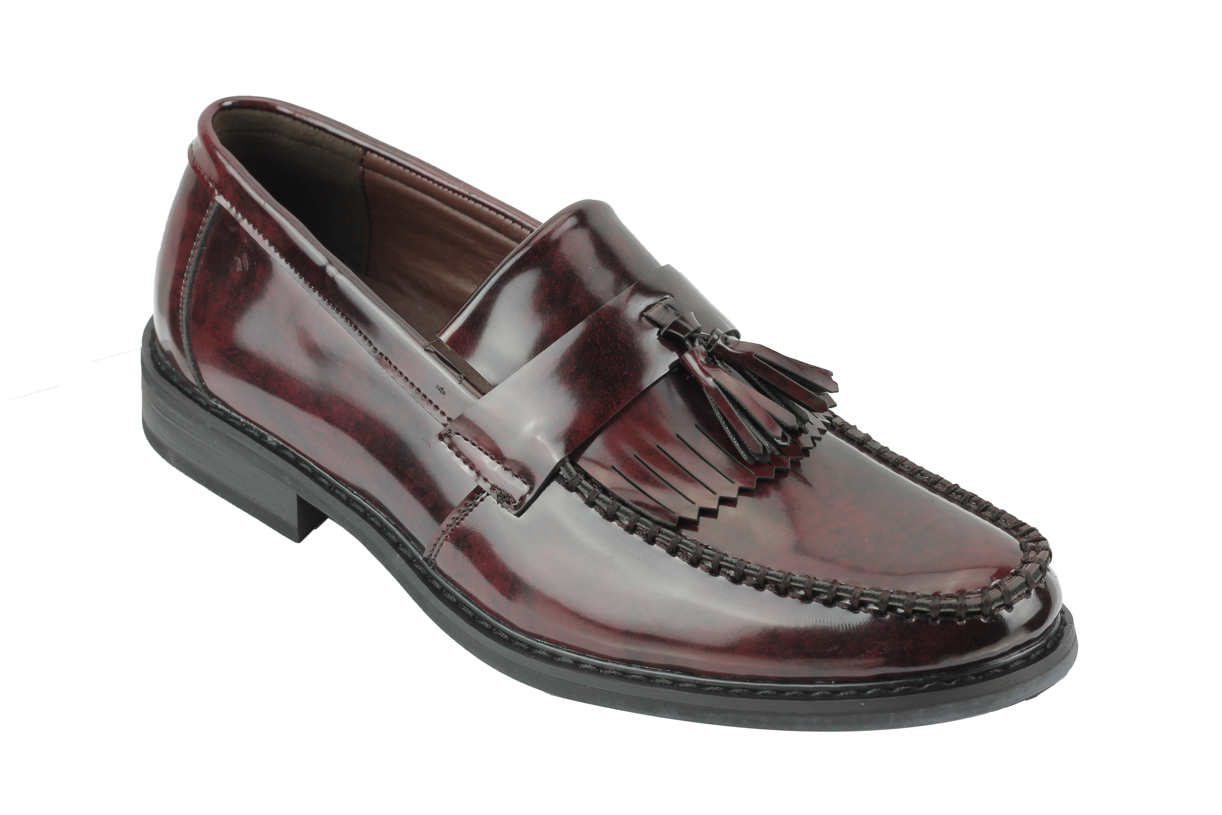 Mens Vintage Style Polished Faux Leather Tassel Loafers Retro MOD Shoes